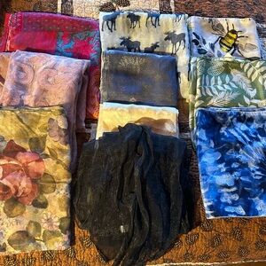Ten Multiple colored scarves